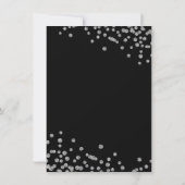 Budget Geburtstag Silver Glitzer Confetti Black Einladung (Rückseite)