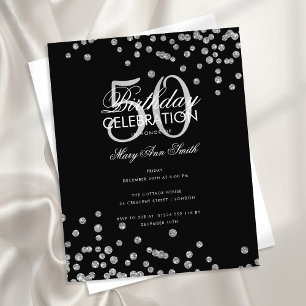 Budget Geburtstag Silver Glitzer Confetti Black Flyer