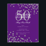 Budget Geburtstag Silver Glitzer Confetti Lila Flyer<br><div class="desc">Elegantes "Geburtstagsparty Program" Design mit Glitzer Confetti in Silver & Lila mit individuellem Text.</div>