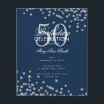 Budget Geburtstag Silver Glitzer Confetti Navy Flyer<br><div class="desc">Elegantes "Birthday Party Program" Design mit Glitzer Confetti in Silver & Navy mit individuellem Text.</div>