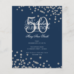Budget Geburtstag Silver Glitzer Confetti Navy Flyer
