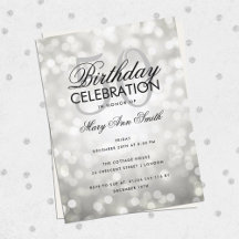 Budget Geburtstag Silver Sparkle Light Einladung