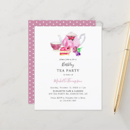 Budget Geburtstag Tee Party Pink Teekanne Script