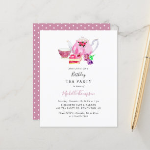 Budget Geburtstag Tee Party Pink Teekanne Script