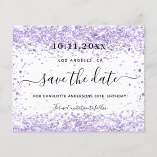Budget Geburtstagsfeier violetter Glitter Save the
