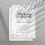 Budget Geburtstagspartei Confetti Silver Einladung<br><div class="desc">Elegantes "Geburtstagsparty Program" Design mit Glitzer Confetti in Silver mit individuellem Text.</div>