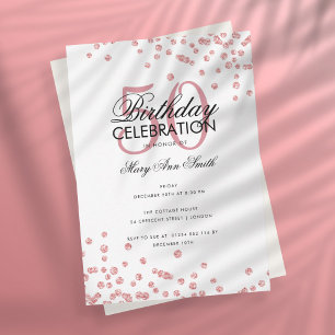 Budget Geburtstagspartei Rose Gold Glitzer Confett Einladung