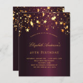 Budget Geburtstagsparty bordeu Gold Einladung (Vorne/Hinten)