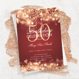 Budget Geburtstagsparty Elegante Gold Red Lights Einladung