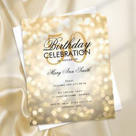 Budget Geburtstagsparty Elegante Gold Sparkle Ligh Flyer