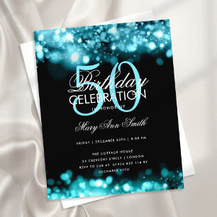 Budget Geburtstagsparty Elegantes Aquamarines Glam Flyer