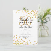 Budget Geburtstagsparty Gold Glitzer Confetti Einladung (Stehend Vorderseite)