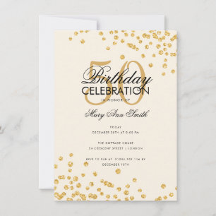 Budget Geburtstagsparty Gold Glitzer Confetti Einladung