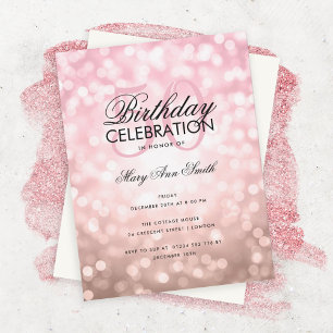 Budget Geburtstagsparty Rose Gold Sparkbeleuchtung Einladung
