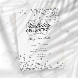 Budget Geburtstagsparty Silver Glitzer Confetti Einladung