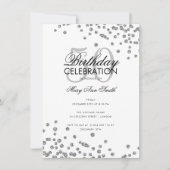 Budget Geburtstagsparty Silver Glitzer Confetti Einladung (Vorderseite)