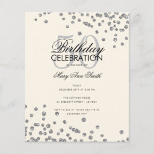 Budget Geburtstagsparty Silver Glitzer Confetti Flyer
