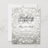 Budget Geburtstagsparty Silver Sparkights Einladung (Vorderseite)