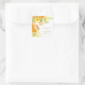 Budget Gelbe Blumen Wasserfarbenhochzeit Quadratischer Aufkleber (Tasche)