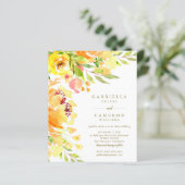 Budget Gelbe Blumen Wasserfarbenpräsenz Einladung (Stehend Vorderseite)