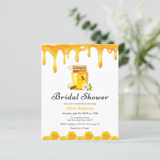 Budget Gelbe Honey Bee Bridal Dusche Einladung (Stehend Vorderseite)