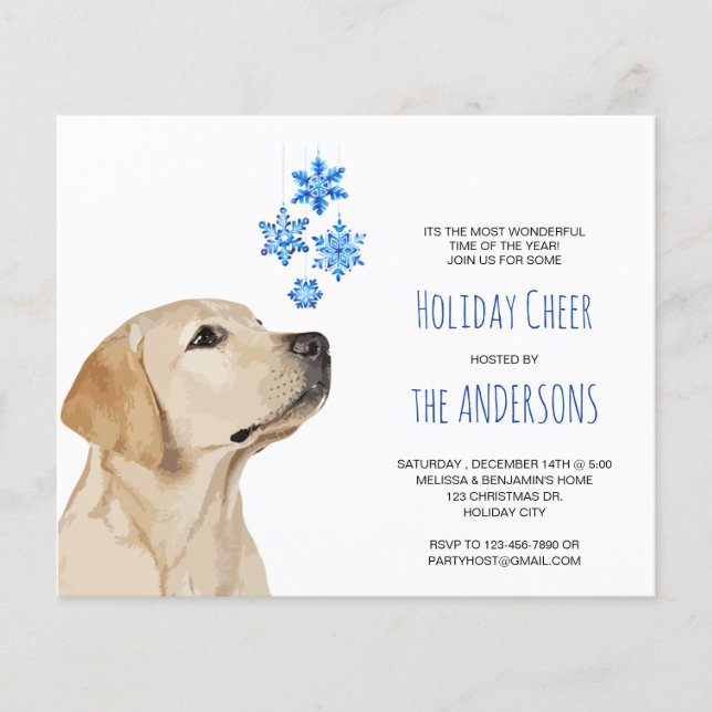 Budget Gelbe Labrador Weihnachtsschneeflocken Einl (Vorderseite)