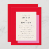 Budget Geometric Bold Rosa Red Wedding Einladung (Vorne/Hinten)