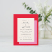 Budget Geometric Bold Rosa Red Wedding Einladung