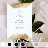 Budget Geometric White Gold Gatsby Wedding INVITE