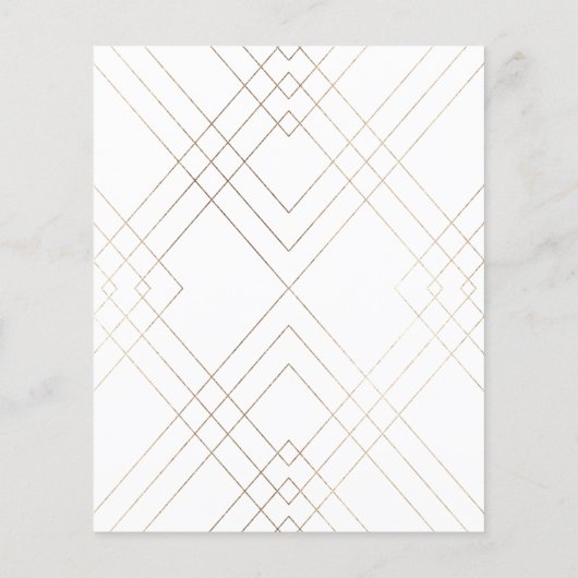 Budget Geometric White Gold Gatsby Wedding INVITE (Rückseite)