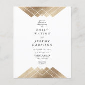 Budget Geometric White Gold Gatsby Wedding INVITE (Vorderseite)