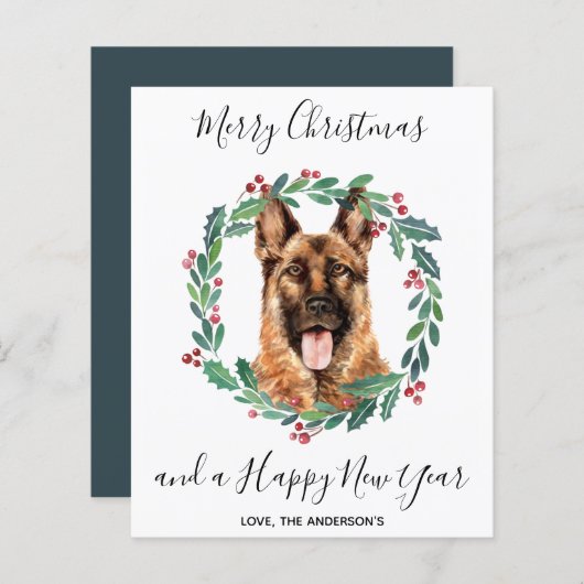 Budget German Shepherd Hund Frohe Weihnachtskarte (Vorne/Hinten)