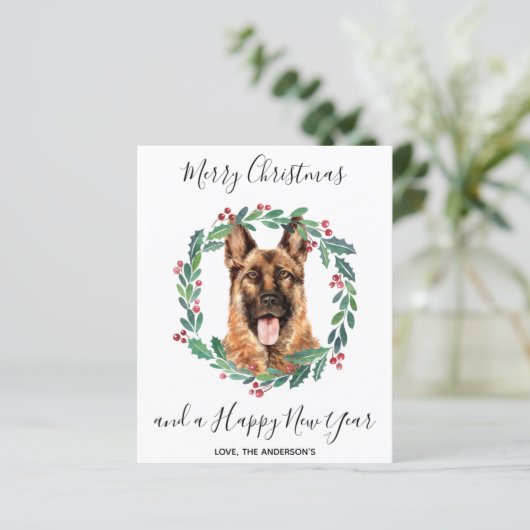 Budget German Shepherd Hund Frohe Weihnachtskarte (Stehend Vorderseite)