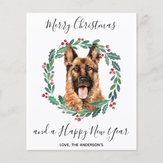 Budget German Shepherd Hund Frohe Weihnachtskarte (Vorderseite)