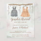 Budget Geschlecht enthüllt Baby-Dusche einladen (Vorderseite)