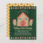 Budget Gingerbrot Cookie Exchange Grüne Einladung (Vorne/Hinten)