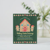 Budget Gingerbrot Cookie Exchange Grüne Einladung (Stehend Vorderseite)
