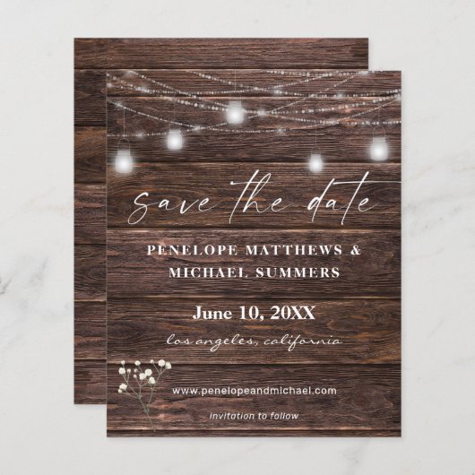 Budget Gipskraut Rustikal Save the Date (Vorne/Hinten)