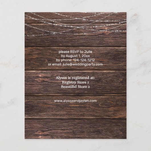 Budget Gipskraut & String Light Brautparty Flyer (Hinten)