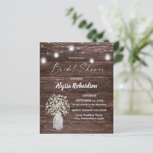 Budget Gipskraut & String Lights Brautparty (Stehend Vorderseite)