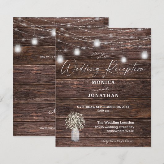 Budget Gipskraut Wood Lights Hochzeitsempfang (Vorne/Hinten)