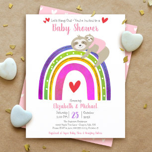 Budget Girl Baby Shower Sloth Rainbow Einladung