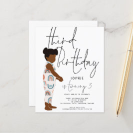 Budget Girl Dark Hair 3. Geburtstagseinladung
