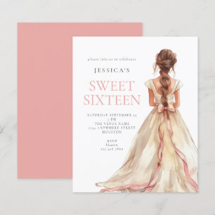 Budget Girl in Pink Bow Gown Sweet 16 einladen