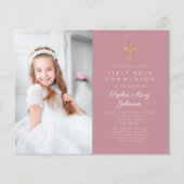 Budget Girl Pink Cross Foto Erste Kommune (Vorderseite)