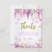 BUDGET Girl Wisteria Gold Butterfly Kindergeburtst Dankeskarte (Vorderseite)