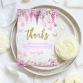 BUDGET Girl Wisteria Gold Butterfly Kindergeburtst Dankeskarte