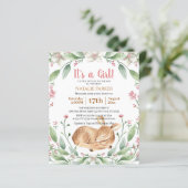 Budget Girl Woodland Deer Sage Floral Baby Dusche (Stehend Vorderseite)