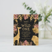 Budget Girls 1. Geburtstag Pink Black Safari Einla (Stehend Vorderseite)