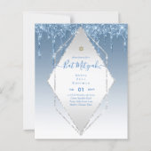 BUDGET Girly Glitzer Glitzern BAT MITVAH Einladung (Vorderseite)